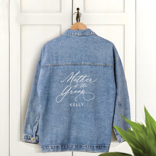 Mother of the Groom Script Name Wedding Party Denim Jacket
