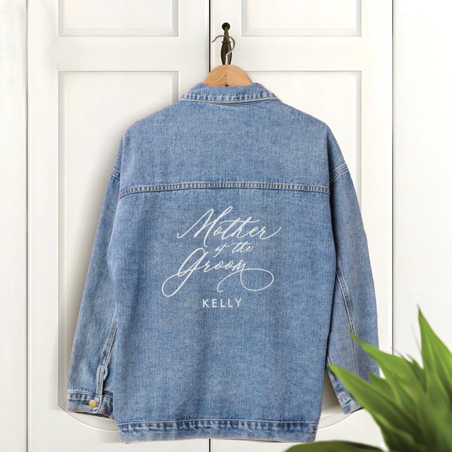 Mother of the Groom Script Name Wedding Party Denim Jacket (Mother of the Groom Script Name Wedding Party Denim Jacket)