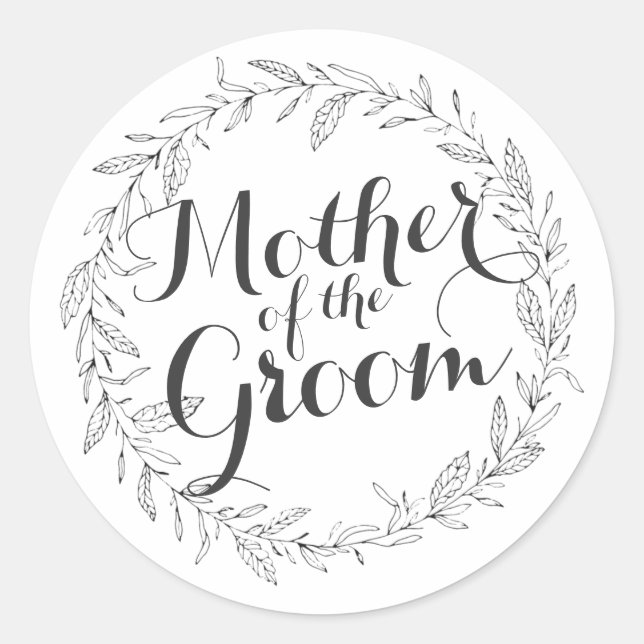 Mother of the Groom Simple Floral Wedding Sticker (Front)