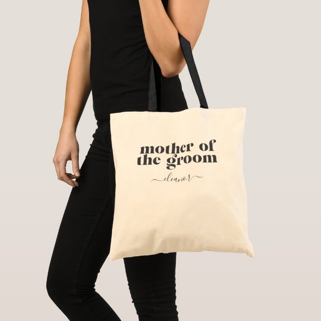 Mother of the Groom Simple Modern Custom Black Tote Bag (Front (Product))