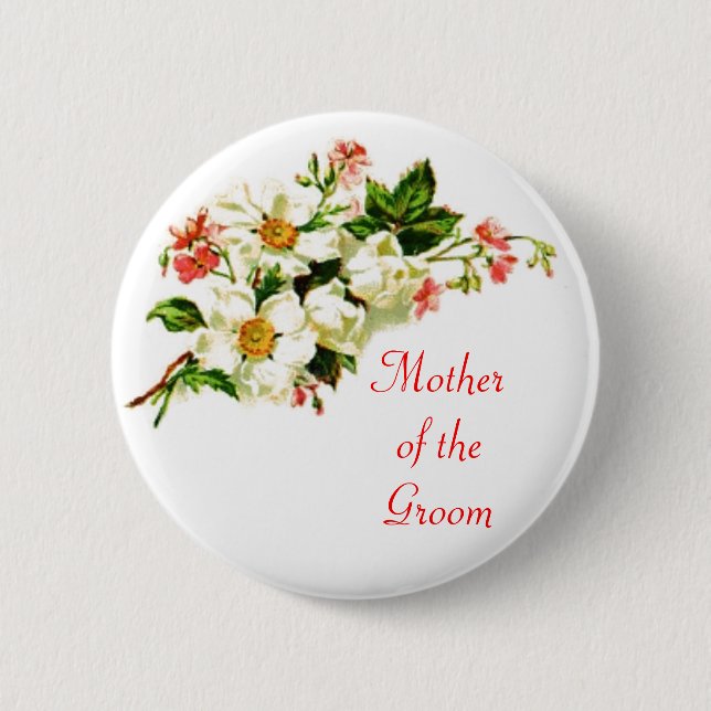 Mother of the Groom Spray of Flowers  Pin Button (Front)
