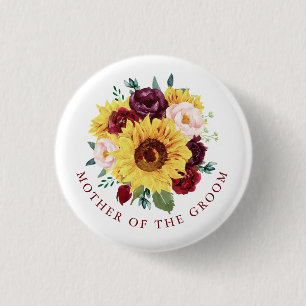 Mother of the Groom Sunflower Fall Floral 3 Cm Round Badge