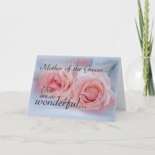 Mother of the Groom, Thank You, Pink Roses You Card (Front)