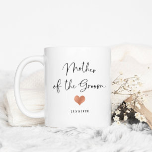 Mother of the Groom   Trendy Script and Heart Coffee Mug