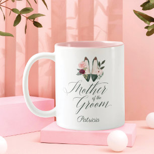 Mother of the Groom Watercolor Floral High Heels Two-Tone Coffee Mug