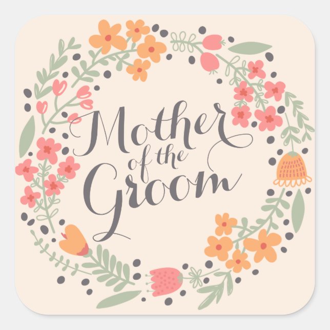 Mother of the Groom Watercolor Weddin Sticker Seal (Front)
