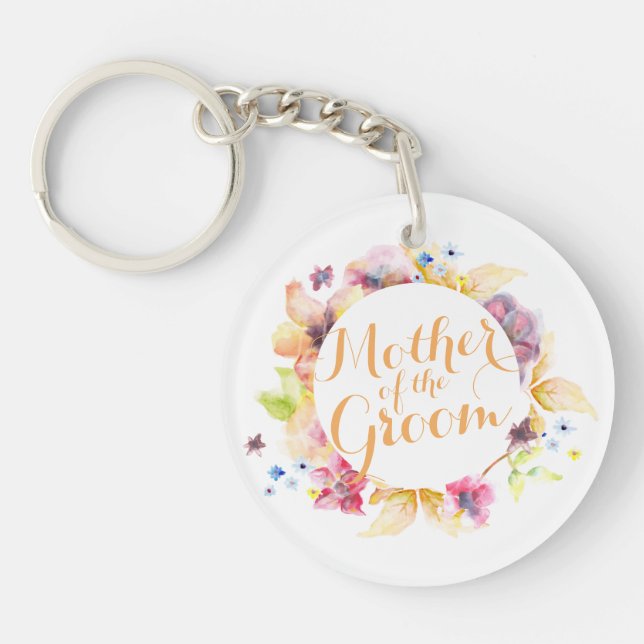 Mother of the Groom Watercolor Wedding Keychain (Front)