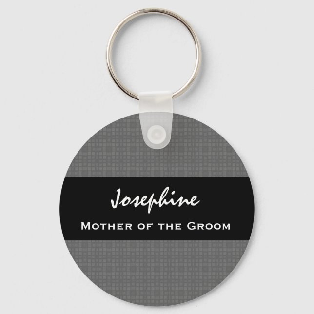 Mother of the Groom Wedding Favour Black and Silve Key Ring (Front)