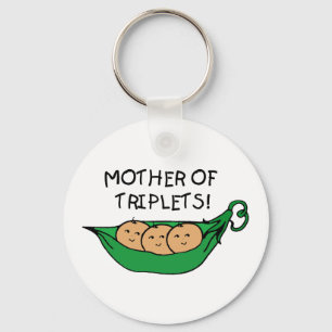 Mother of Triplets Pod Key Ring