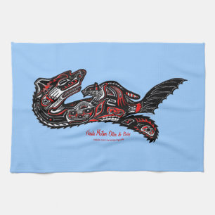 Mother Otter & Baby Haida Art Kitchen Tea-Towel Tea Towel