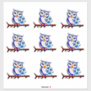 Mother Owl and Baby Sheet of