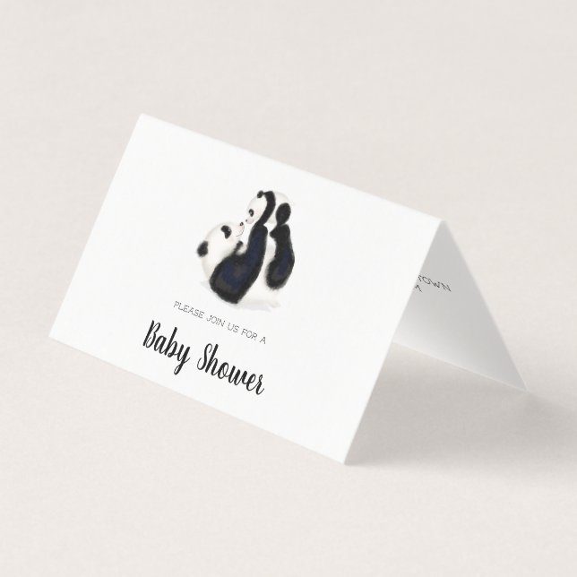 Mother panda and cub baby shower invitation (Front)