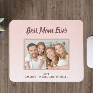 Mother photo blush pink rose gold mouse mat