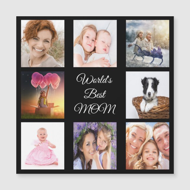 Mother Photo collage black magnet (Front)