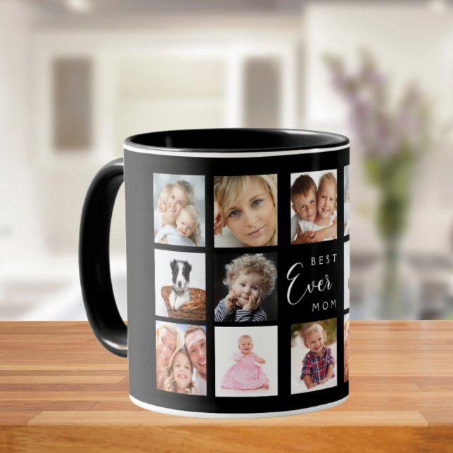 Mother photo collage black white mug (Creator Uploaded)