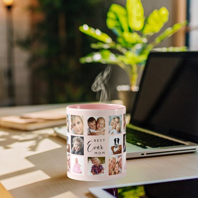 Mother photo collage pink peach mug (Creator Uploaded)