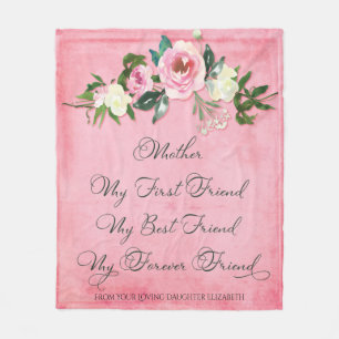 Mother Pink Floral Rose Inspirational Fleece Blanket