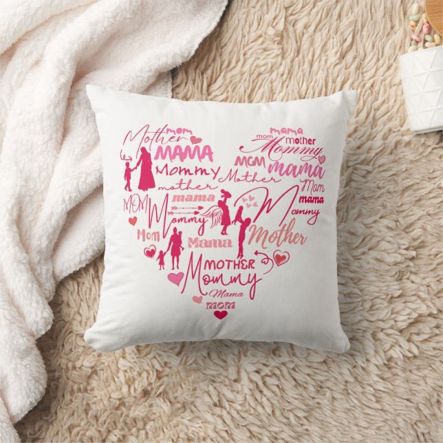 MOTHER | Pink Heart Silhouette Fill up  Cushion (Blanket)