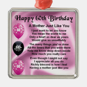 Mother Poem - 60th Birthday Metal Tree Decoration