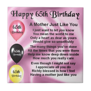 Mother Poem  -  65th Birthday Tile