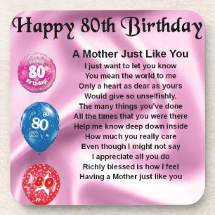 Mother Poem  -  80th Birthday Coaster