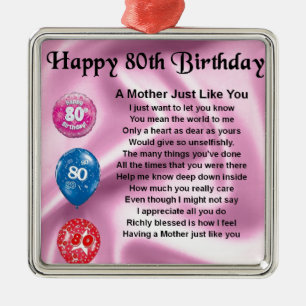 Mother Poem - 80th Birthday Metal Tree Decoration