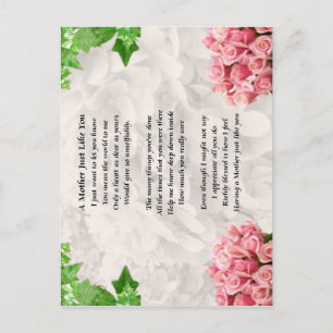 Mother Poem - Flowers design Postcard