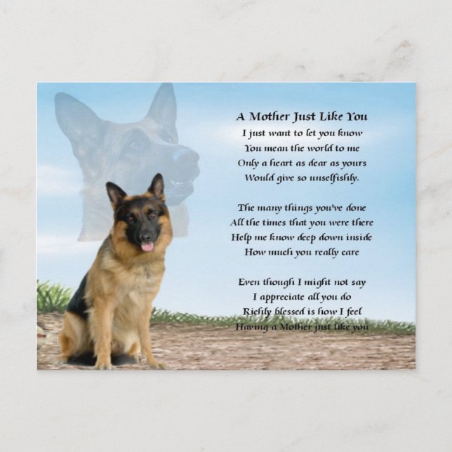 Mother poem - German Shepherd Dog Postcard (Front)