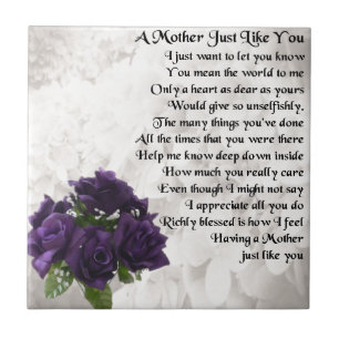 Mother Poem  -  Purple Roses Tile