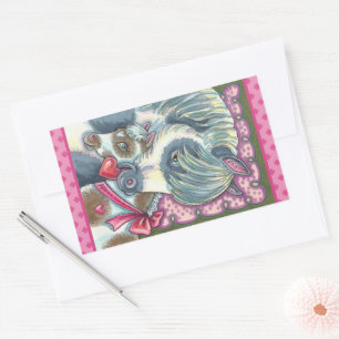 MOTHER PONY & HER CUTE VALENTINE FILLY, HORSE RECTANGULAR STICKER