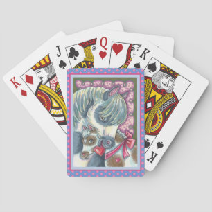 MOTHER PONY & VALENTINE FILLY, CUTE HORSE PLAYING CARDS