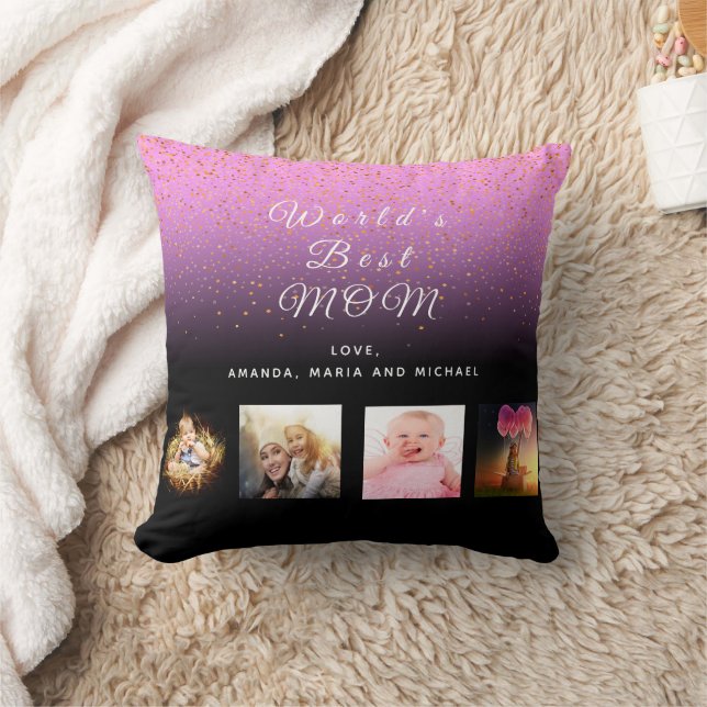 Mother purple black photo collage cushion (Blanket)