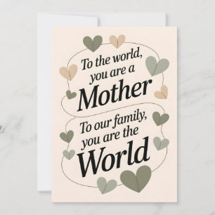 Mother Quote Sage Green Hearts Mother's Day Holiday Card