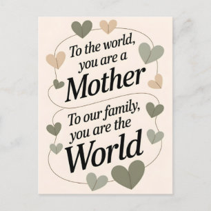 Mother Quote Sage Green Hearts Mother's Day Holiday Postcard