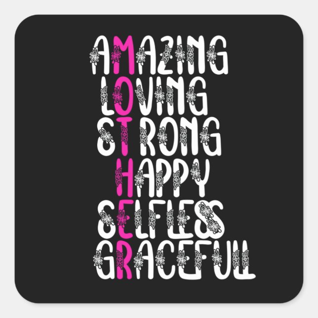 Mother quotes : Lovely Words | Mother's Day Design Square Sticker (Front)