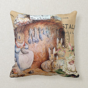 Mother Rabbit, shabby chic, nursery/children's Cushion