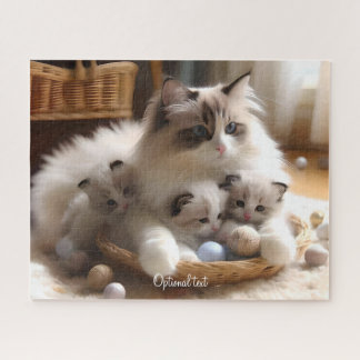 Mother Ragdoll Cat and Kittens Jigsaw Puzzle