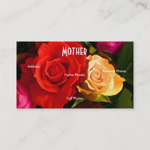 Mother Red Yellow Roses Business Card