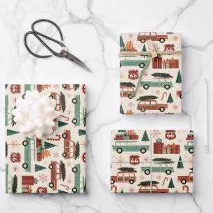Mother Road Christmas Gift Parade Wrapping Paper Sheet