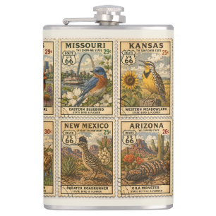Mother Road Vintage Collage Canteen Hip Flask