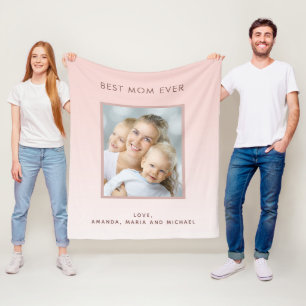 Mother rose gold photo blush fleece blanket