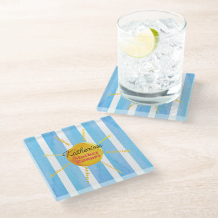 Mother Runner Yellow Sunshine Watercolor Custom Glass Coaster