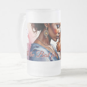 Mother’s Day African Watercolor Love Art Frosted Glass Beer Mug