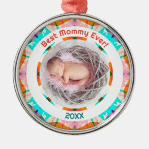 Mother’s Day Best Mummy Ever Baby Girl Photo Gift  Metal Tree Decoration