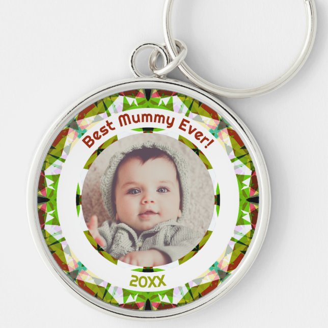 Mother’s Day Best Mummy Ever Baby Kids Photo Gift  Key Ring (Front)