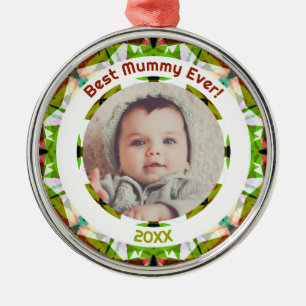 Mother’s Day Best Mummy Ever Baby Kids Photo Gift Metal Tree Decoration