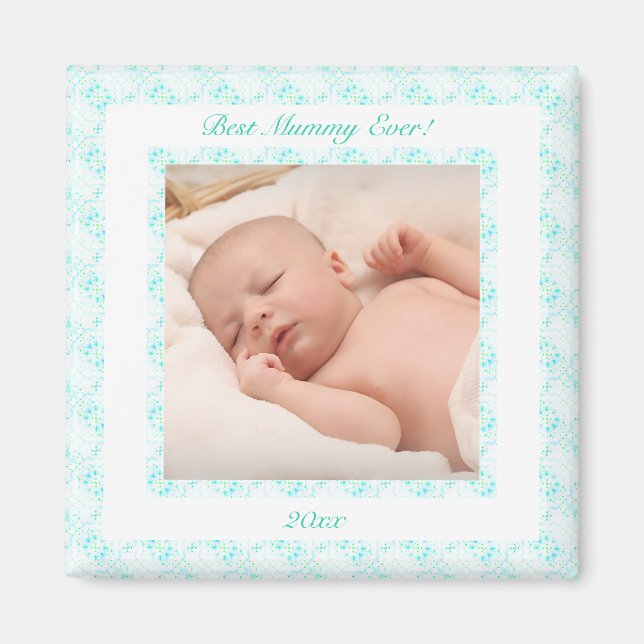 Mother’s Day Blue Best Mummy Mum Ever Photo Gift Magnet (Front)