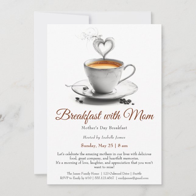 Mother’s Day Breakfast – Breakfast with Mum Invitation (Front)