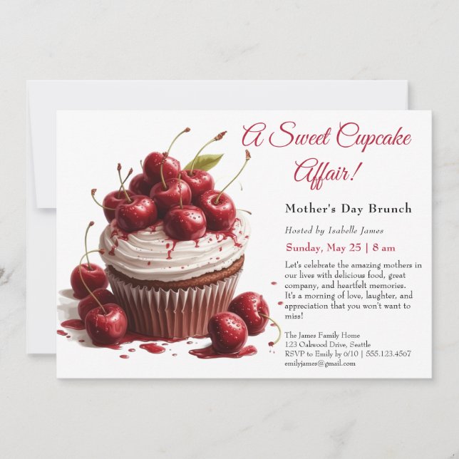 Mother’s Day Brunch Invitation – Cupcake affair (Front)