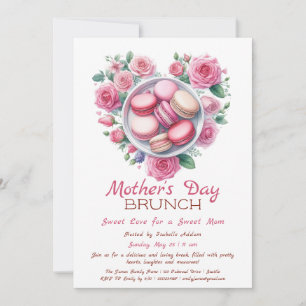Mother’s Day Brunch Invitation   Heart Macaron 